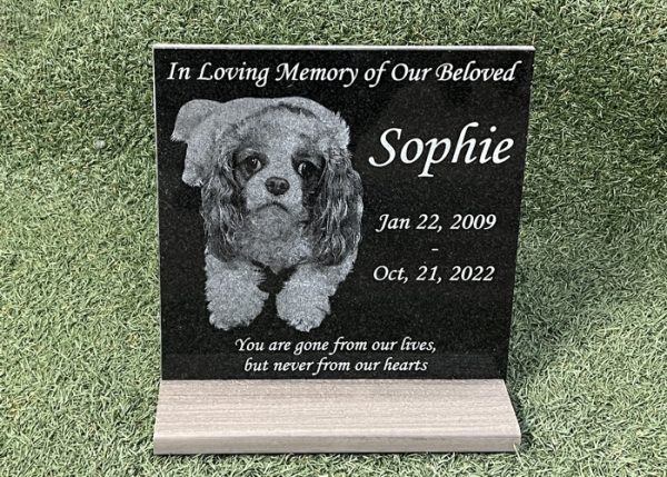 12x12 Granite With Base, pet grave markers, pet headstones