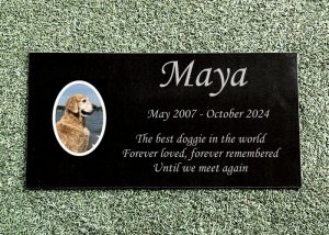 24×12 Photo Granite Memorial Plaque With Color Porcelain Tile