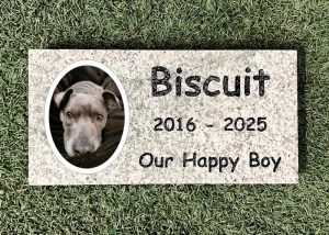 6×12 Gray Granite Rectangle Memorial With Color Tile